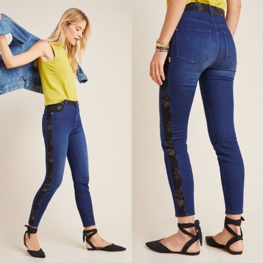 Anthropologie Pilcro & the Letterpress High-Rise Skinny Floral Jeans 27 New